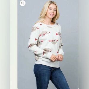 Cozy Sloth Print Sweatshirt LA Soul